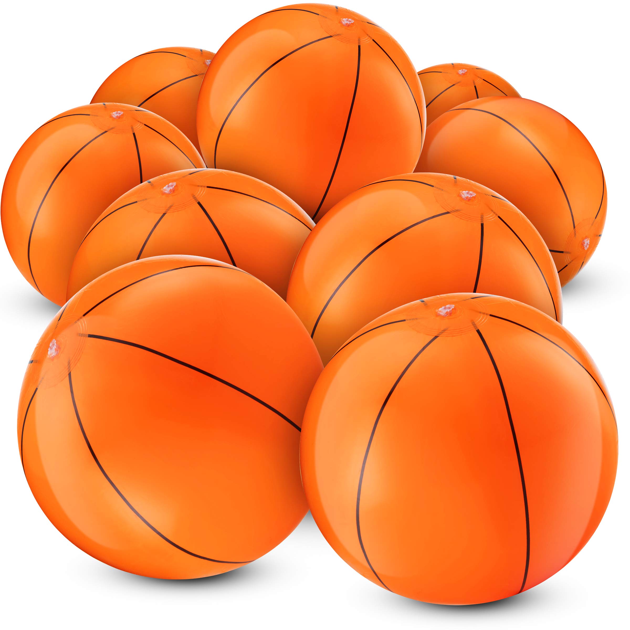 12-Pack Inflatable Basketball Beach Balls (16 Inch) - Fun Pool Toys, Kids Party Favors & Outdoor Summer Games Supplies for Sports Themed Birthday Parties, Backyard Activities and Water Play