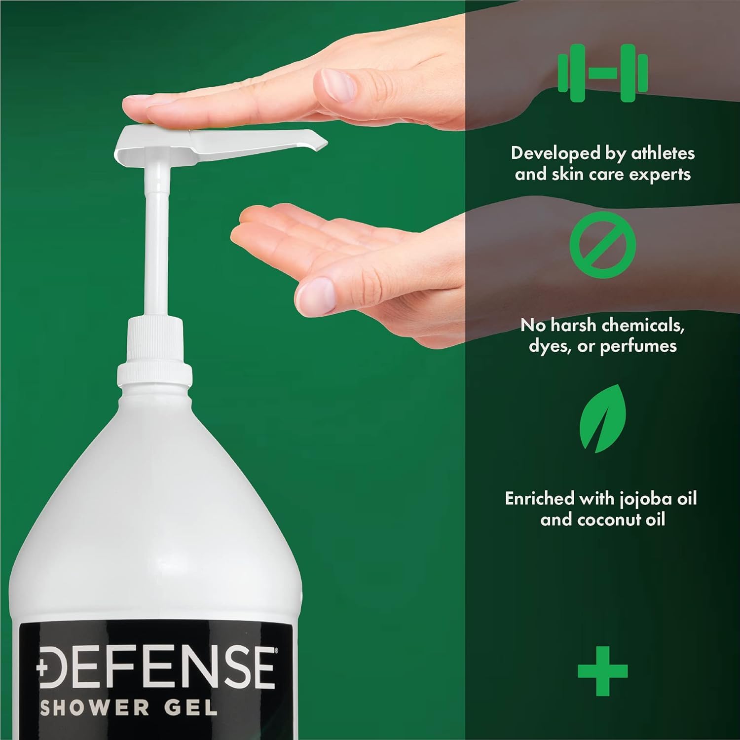 Defense Soap Peppermint Body Wash & Shower Gel - 1 Gallon (128 Fl Oz) - Natural Antifungal & Antibacterial Cleanser for Athletes, Gym & Post-Workout Use