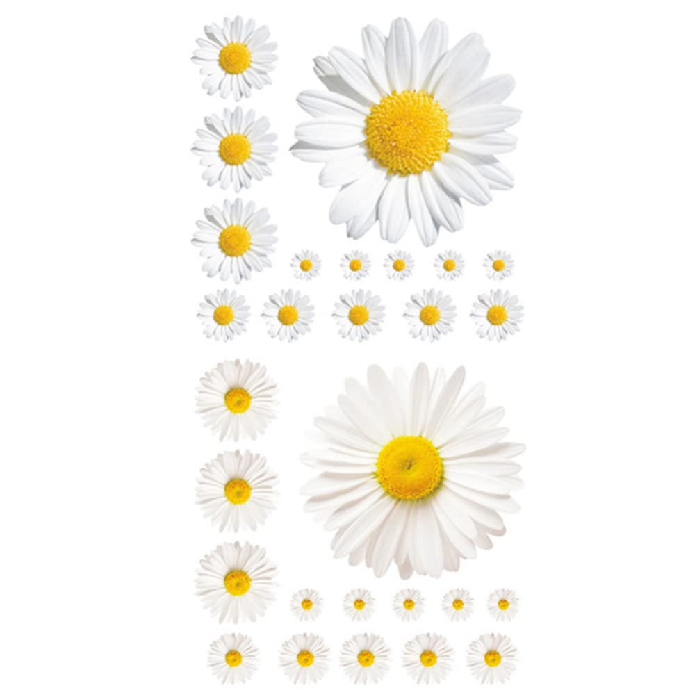 Toyvian 3D Daisy Flower Wall Stickers - Removable DIY Wall Decals for Home Decor | Bedroom, Living Room & Bathroom Wall Art | Perfect for Nursery, Wedding Backdrop & Photo Corner Decoration