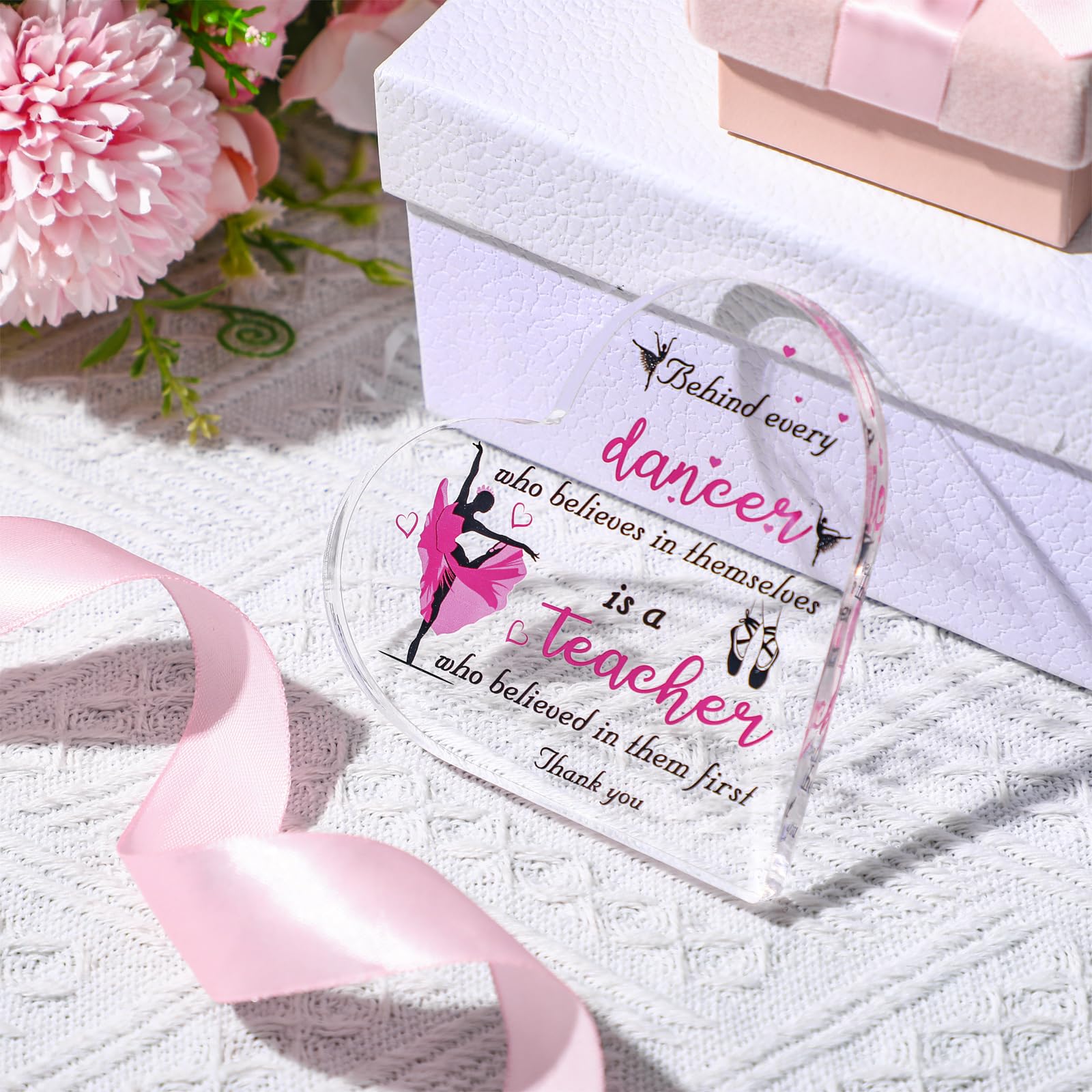 Personalized Acrylic Heart Paperweight - Best Dance Teacher Appreciation Gift with Inspirational Quote (5.91 x 5.91 x 0.59 Inch) - Perfect for Studio Decor, Desk Keepsake & Thank You Present