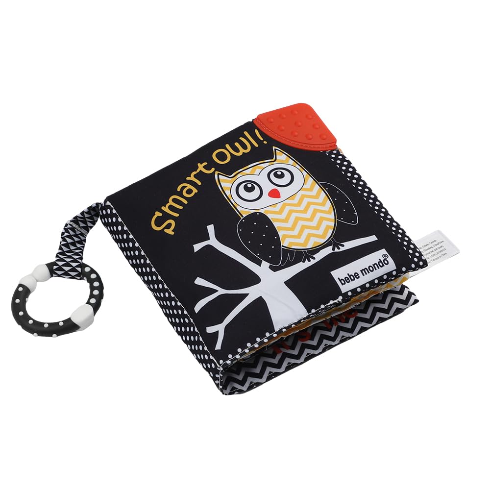 Soft Touch & Feel Crinkle Baby Books for Infants 0-12 Months - High Contrast Sensory Toys with Teether & Mirror for Tummy Time - Perfect Christmas & Shower Gift for Boys & Girls (Owl Design) - Ideal for Early Learning, Sensory Development & Playtime