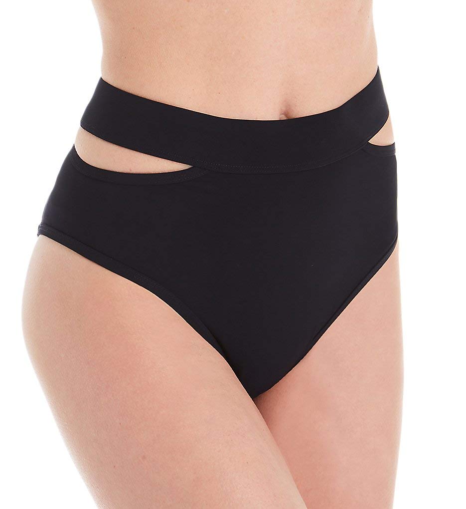 High-Waist Bikini Bottom - Icon Split Design - Size L - Black - Perfect for Beach Vacations, Pool Parties & Summer Getaways