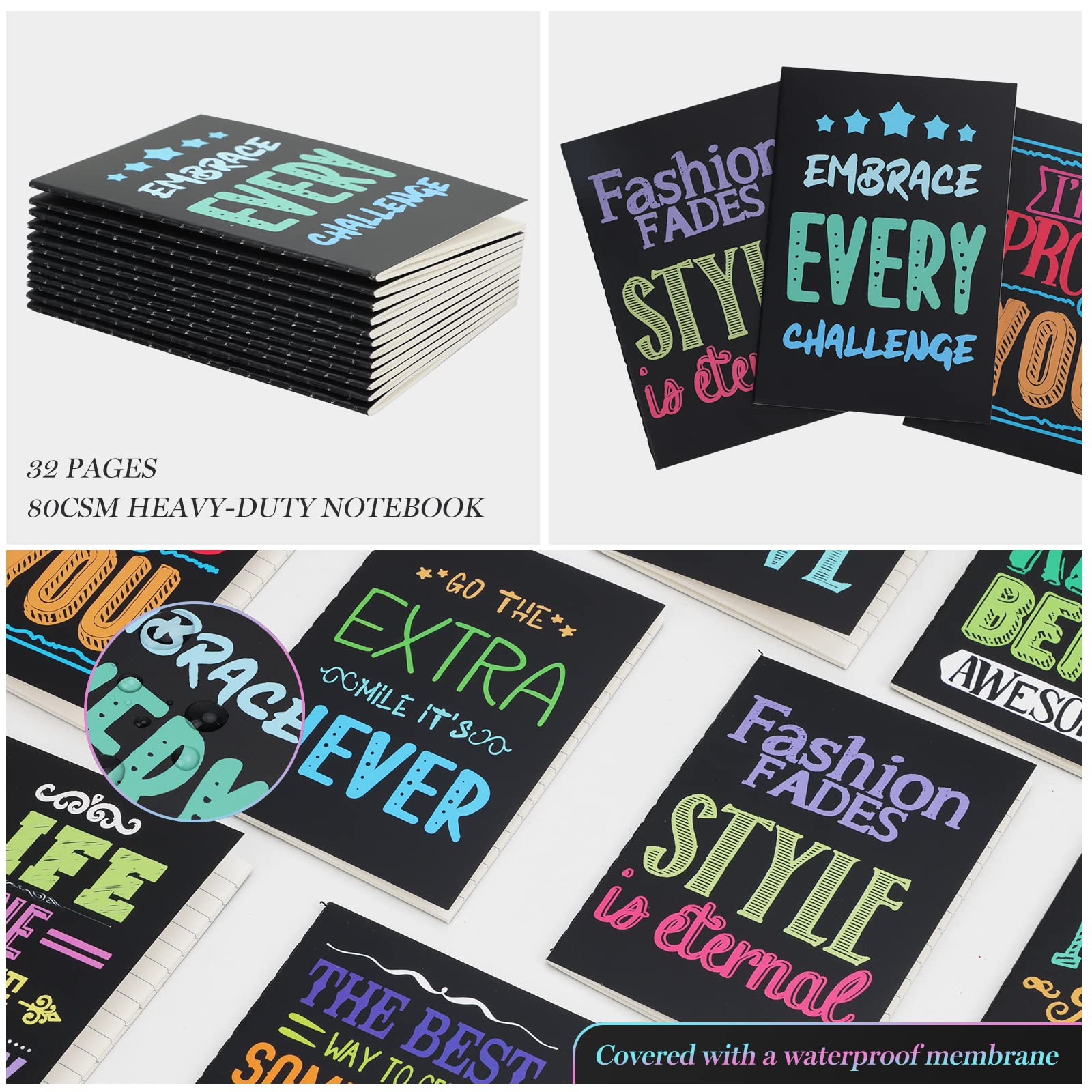 EOOUT 24 Pack Inspirational Notepads - 3.5” x 5.5” Mini Motivational Journals Bulk, Funny Pocket Notebooks with 12 Styles for Kids & Adults - Perfect for Office, School, Gifts, Coworkers, Teachers & Daily Encouragement Notes