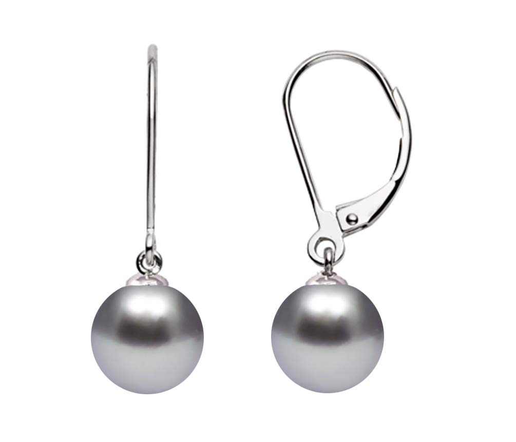 AA+ Quality Gray Tahitian Cultured Pearl Leverback Dangle Earrings for Women in Sterling Silver | Elegant Jewelry for Weddings, Parties & Special Occasions
