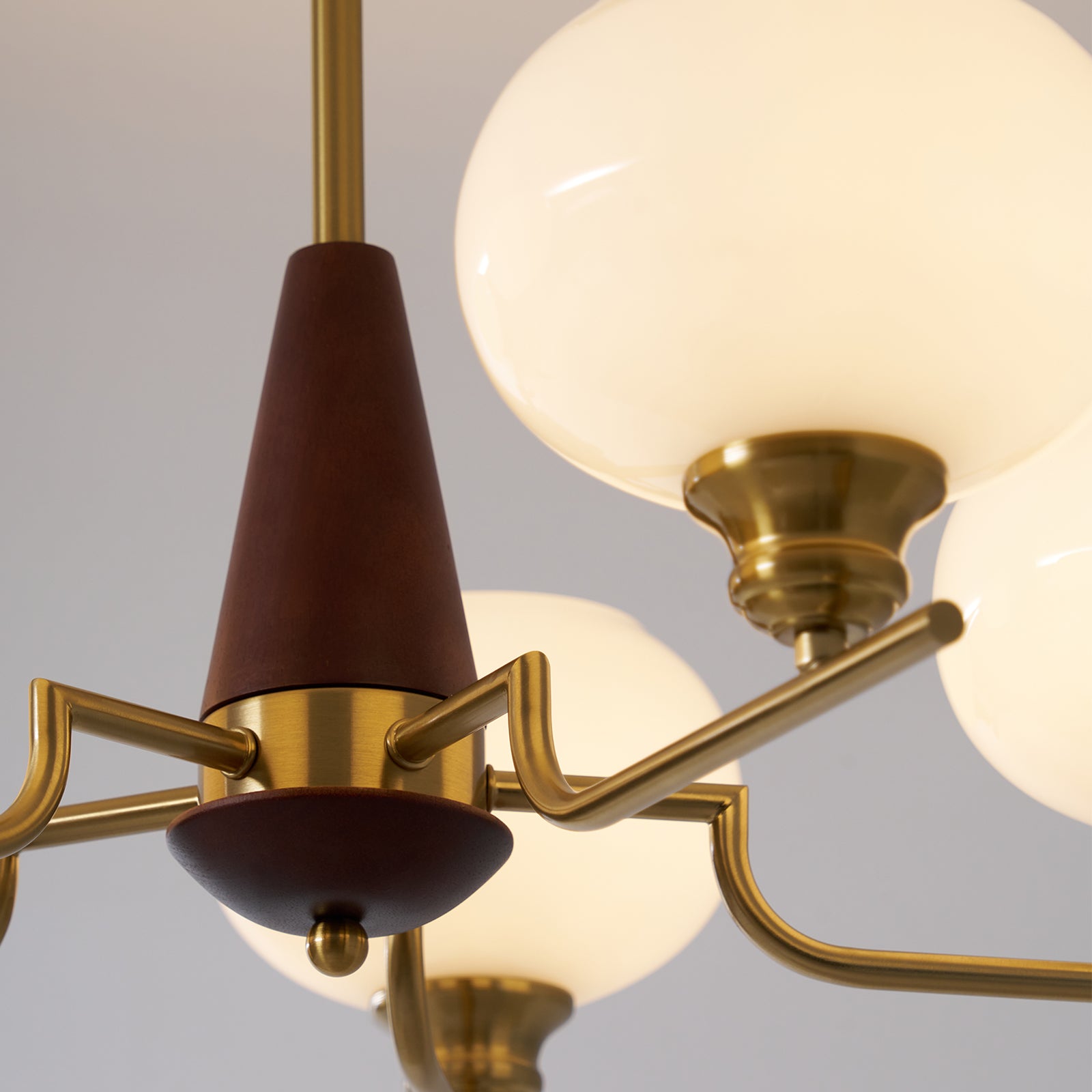 Celeste Sphere Walnut Wood Chandelier - Modern Handcrafted Wooden Ceiling Light Fixture for Dining Room, Bedroom, Living Room Decor