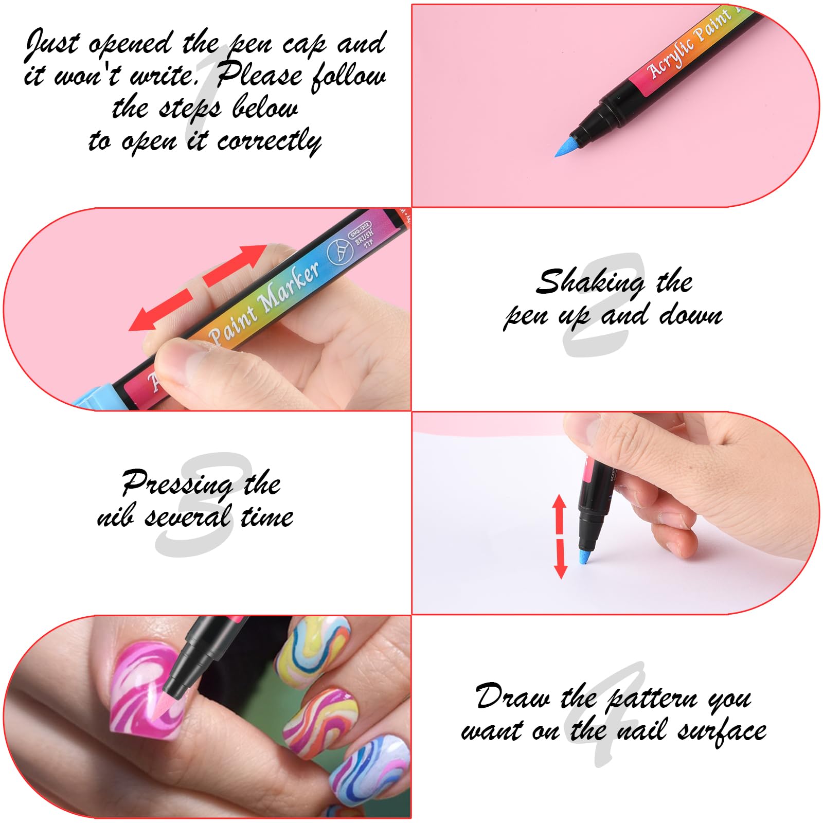 12 Colors Nail Art Pens Set - Waterproof Quick Dry Acrylic Nail Polish Pens with Soft Bristle Tips for Professional Nail Design, Dotting, Drawing & Liner Brush | Perfect for Home Manicures, Salon Nail Art & DIY Beauty Projects