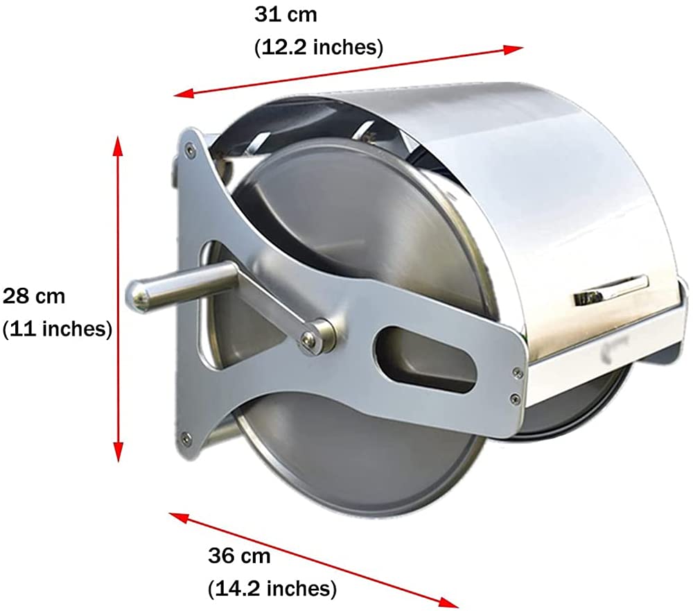 Stainless Steel Garden Hose Reel Cart with 20M Hose & Cover - Wall Mounted Water Pipe Rack & Watering Gun Organizer for Lawn, Yard, and Outdoor Plant Care