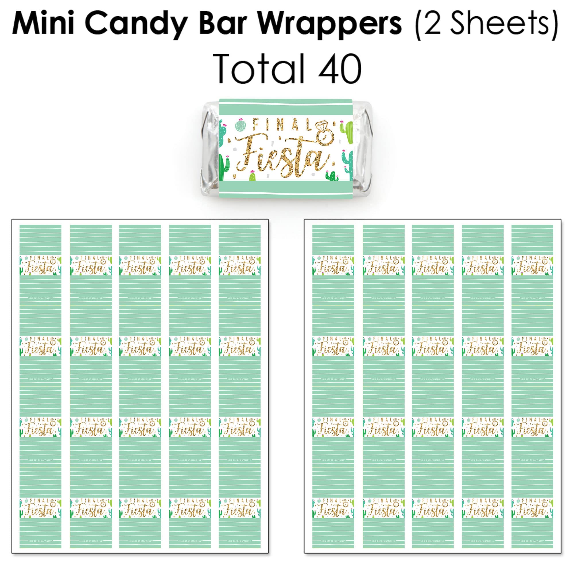 Big Dot of Happiness Final Fiesta Candy Kit - 304pcs Mini Candy Bar Wrappers, Round Stickers & Circle Labels for Bachelorette Party Favors | Perfect for Last Fiesta Celebrations, Bridal Showers & Themed Events