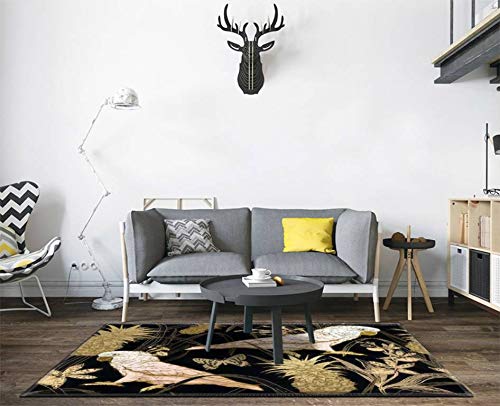 Non-Slip Rainforest Parrot Area Rug - Thickened Floral Fauna Doormat for Indoor/Outdoor Use - Perfect for Living Room, Entryway, Patio & High-Traffic Areas