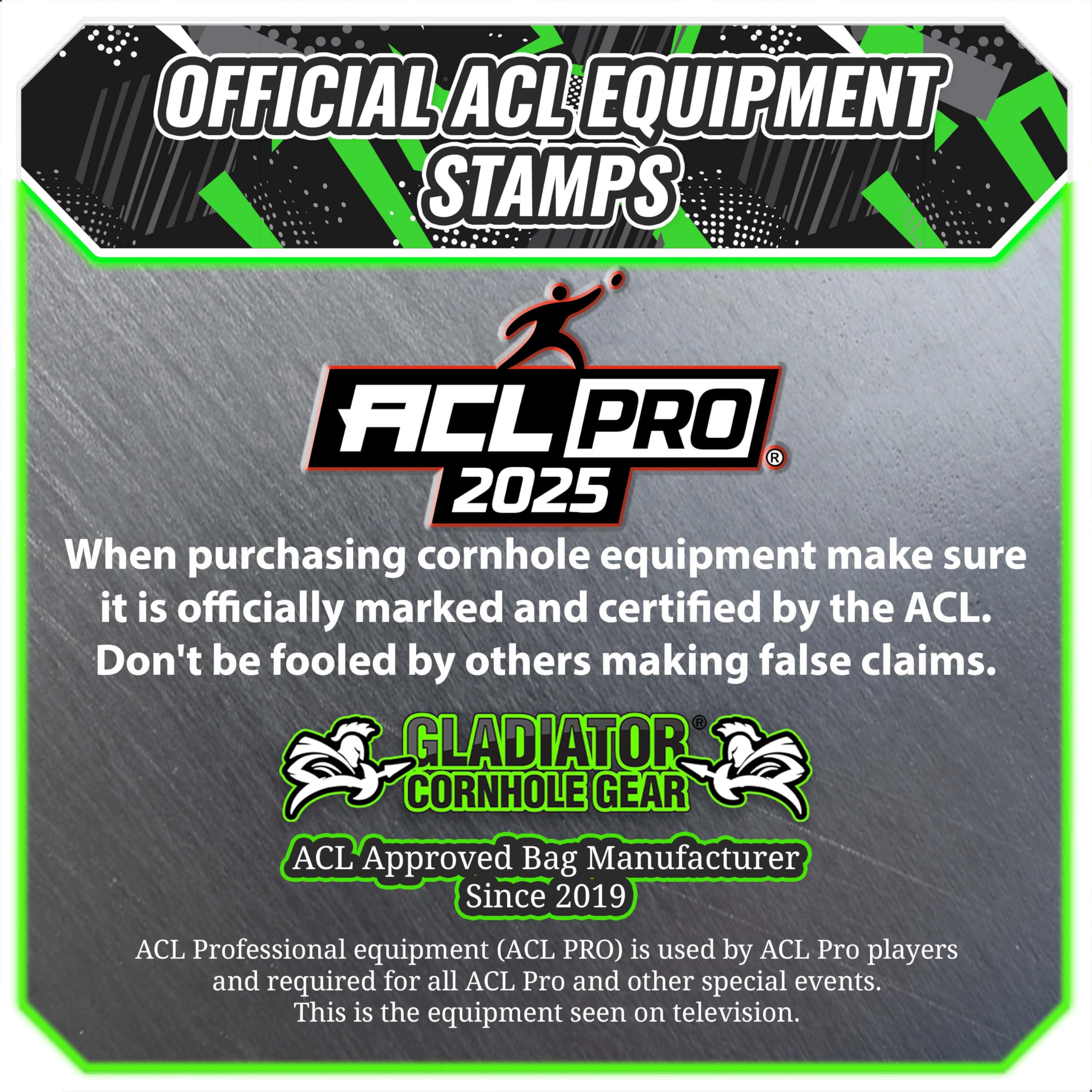 Professional ACL Cornhole Bags Set - Regulation Size & Weight for Tournament Play - Slick & Stick Surface for Perfect Throws - Outdoor Lawn Games, Tailgating, Backyard Parties