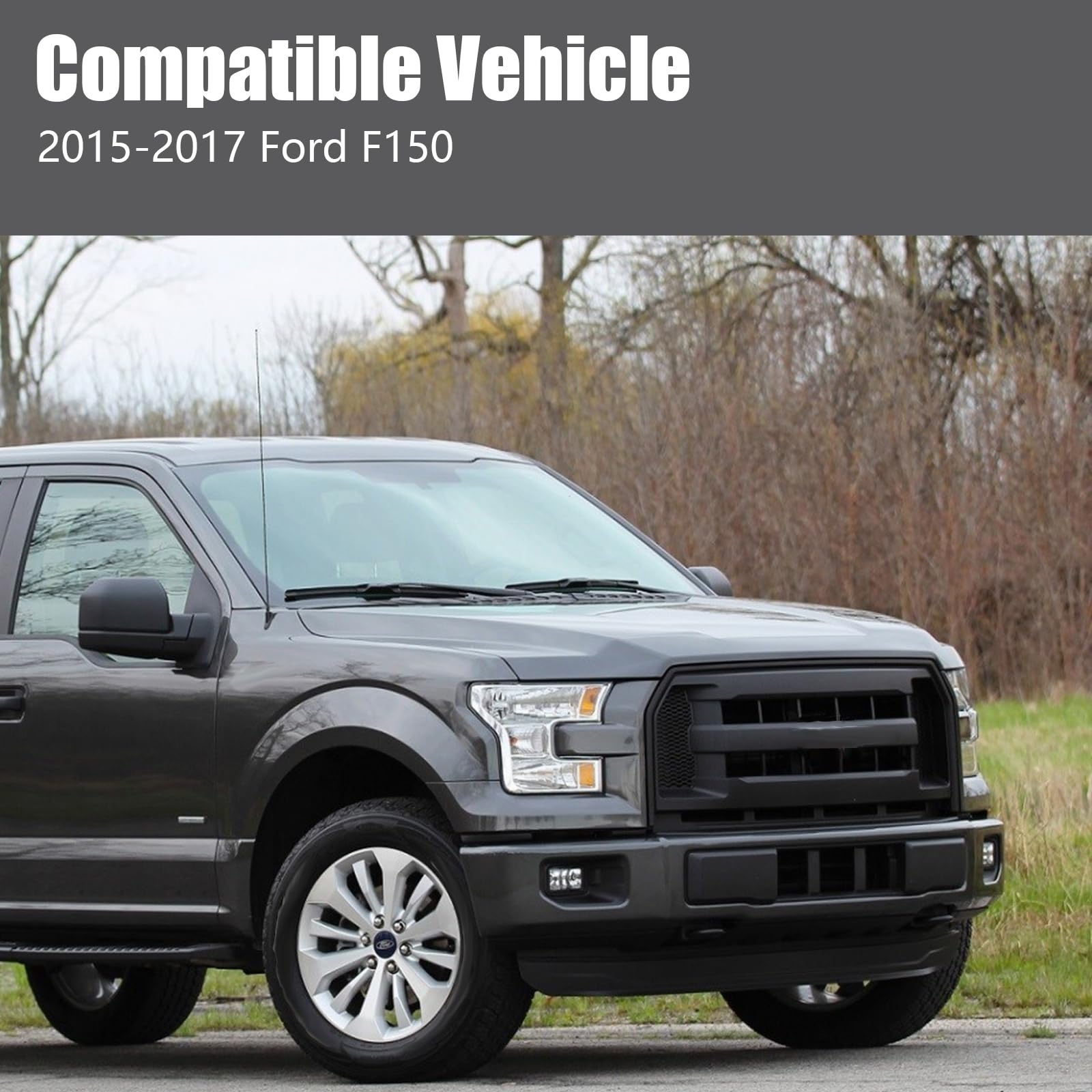 Black Steel Front Bumper Replacement for 2015-2017 Ford F-150 Truck - Heavy Duty Bumper with Fog Light Cutouts (Style B) | Perfect for Off-Roading, Daily Driving & Truck Upgrades
