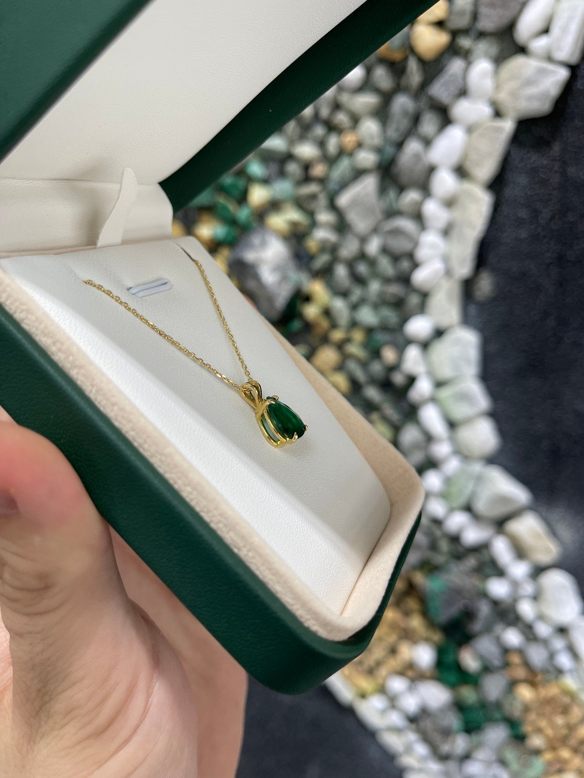 3.28 Carat Natural Emerald Pear Cut Solitaire Pendant in 14K Gold with 4-Prong Setting - Perfect for Weddings, Anniversaries & Special Occasions