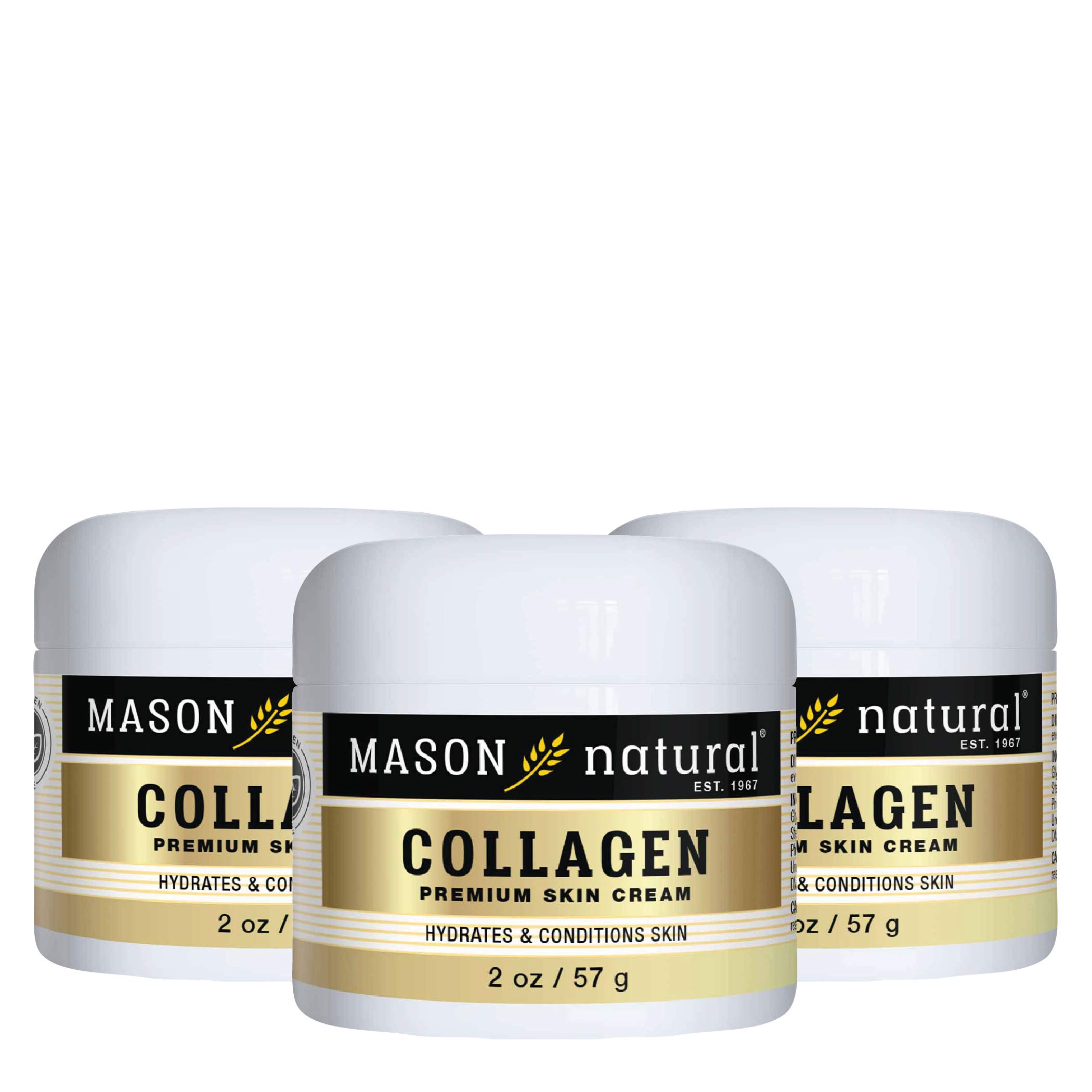 MASON NATURAL Collagen Premium Skin Cream - Anti-Aging Face & Body Moisturizer with Intense Hydration | Firming Pear Scented Cream | Paraben-Free, 2oz (3-Pack) for Daily Skincare Routine & Nighttime Use | Packaging May Vary