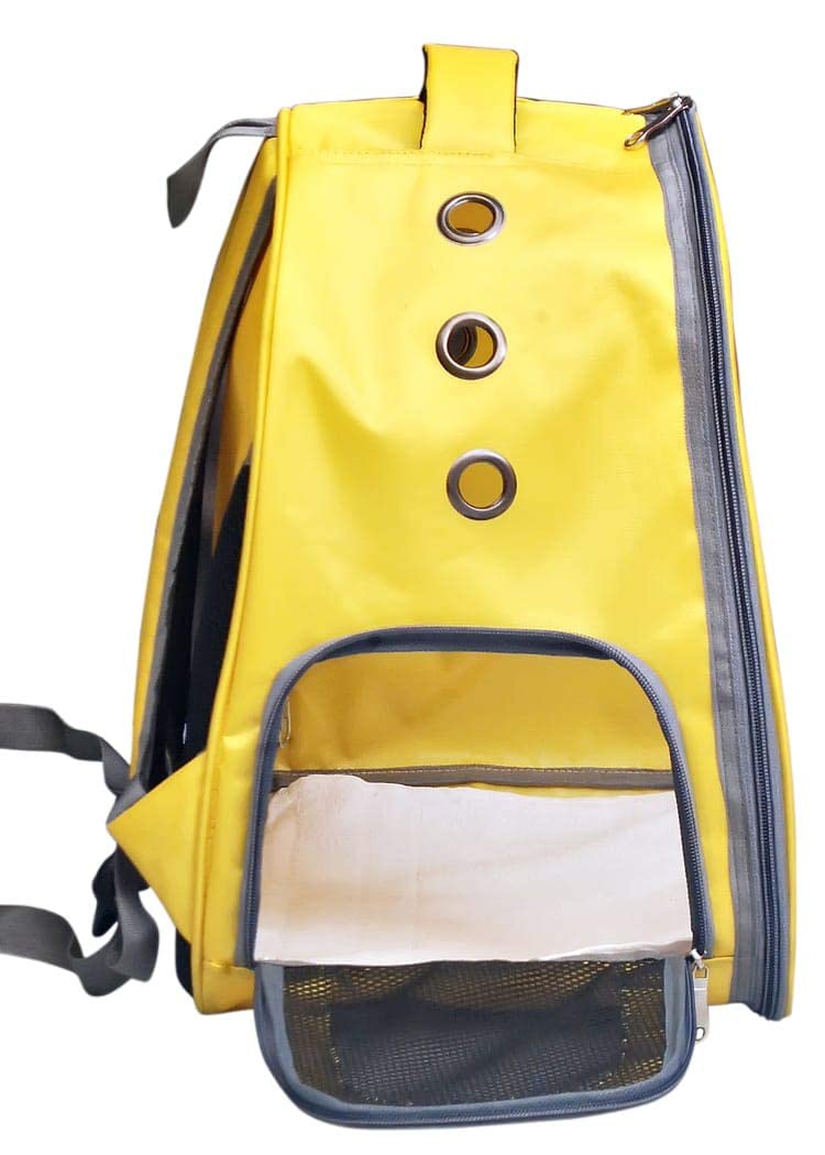PSK PET MART Airline Approved Pet Carrier Backpack - 17×13×11 Inch Transparent Cat & Small Dog Travel Carrier with Breathable Ventilation - Perfect for Air Travel, Vet Visits & Outdoor Adventures (Yellow)