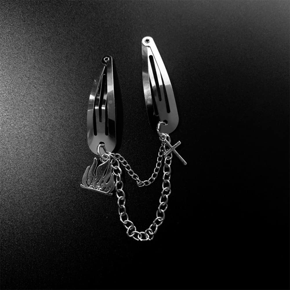 2PCS Halloween Metal Skull Hair Clips - Retro Gothic Cross & Spider Hairpins with Tassel for Punk Rock Costume Accessories - Perfect for Halloween Parties, Cosplay & Gothic Fashion