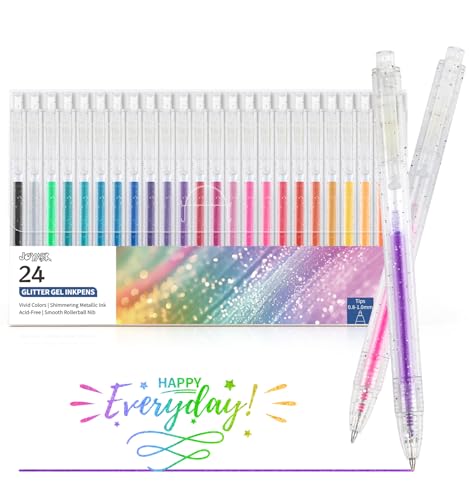 24 Colors Retractable Glitter Gel Ink Pens