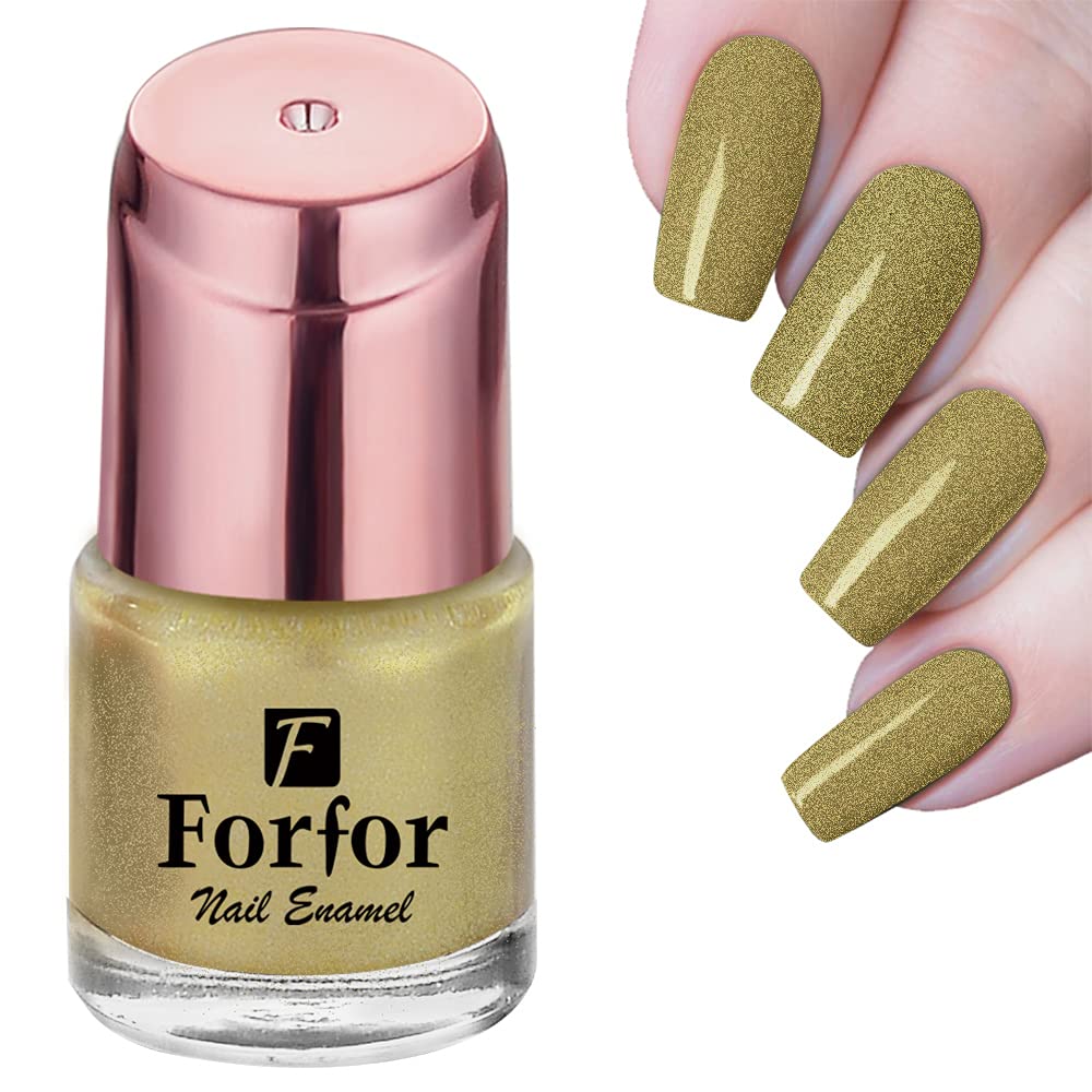 FORFOR® Perfect Stay Glitter Nail Polish - Long Lasting Shine, Chip Resistant, Vegan & Cruelty Free (Gold Glitz) for Parties, Weddings & Special Occasions
