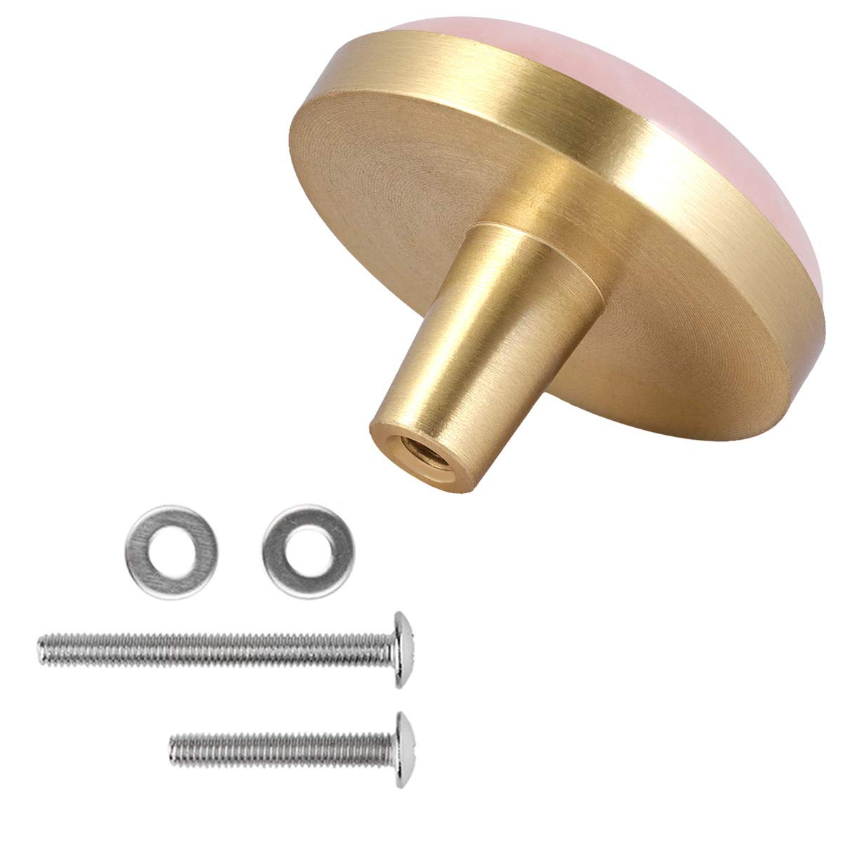 Rose Quartz Crystal Cabinet Knobs with Screws (Set of 2) - Elegant Drawer Pull Handles for Dresser, Wardrobe & Cupboard - Perfect for Bedroom, Bathroom & Home Decor