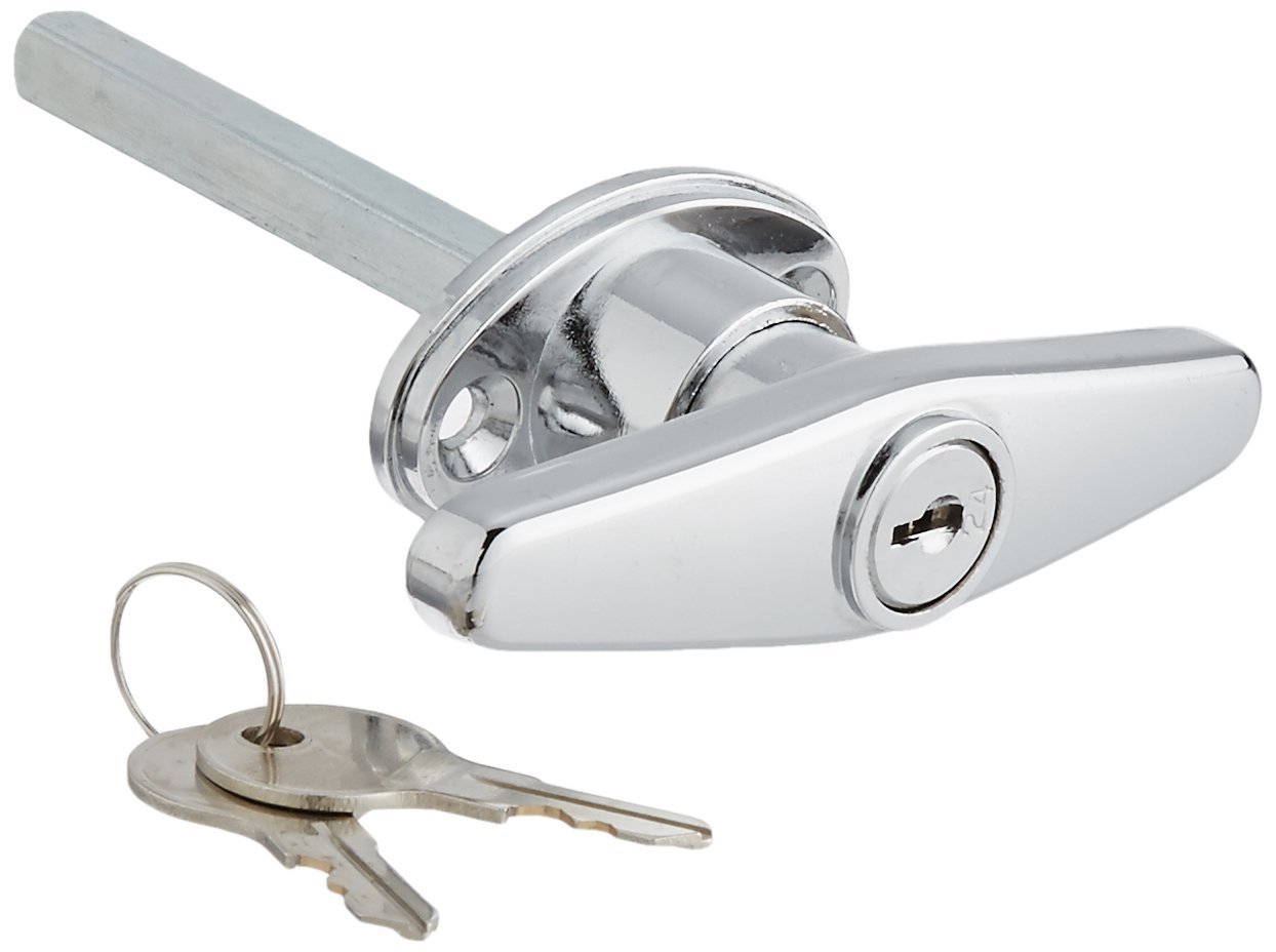 Prime-Line GD 52122 Chrome Plated Zinc Diecast T-Handle Door Lock with Key - Secure Entry for Bedroom, Bathroom, Closet & Cabinet (Single Pack)