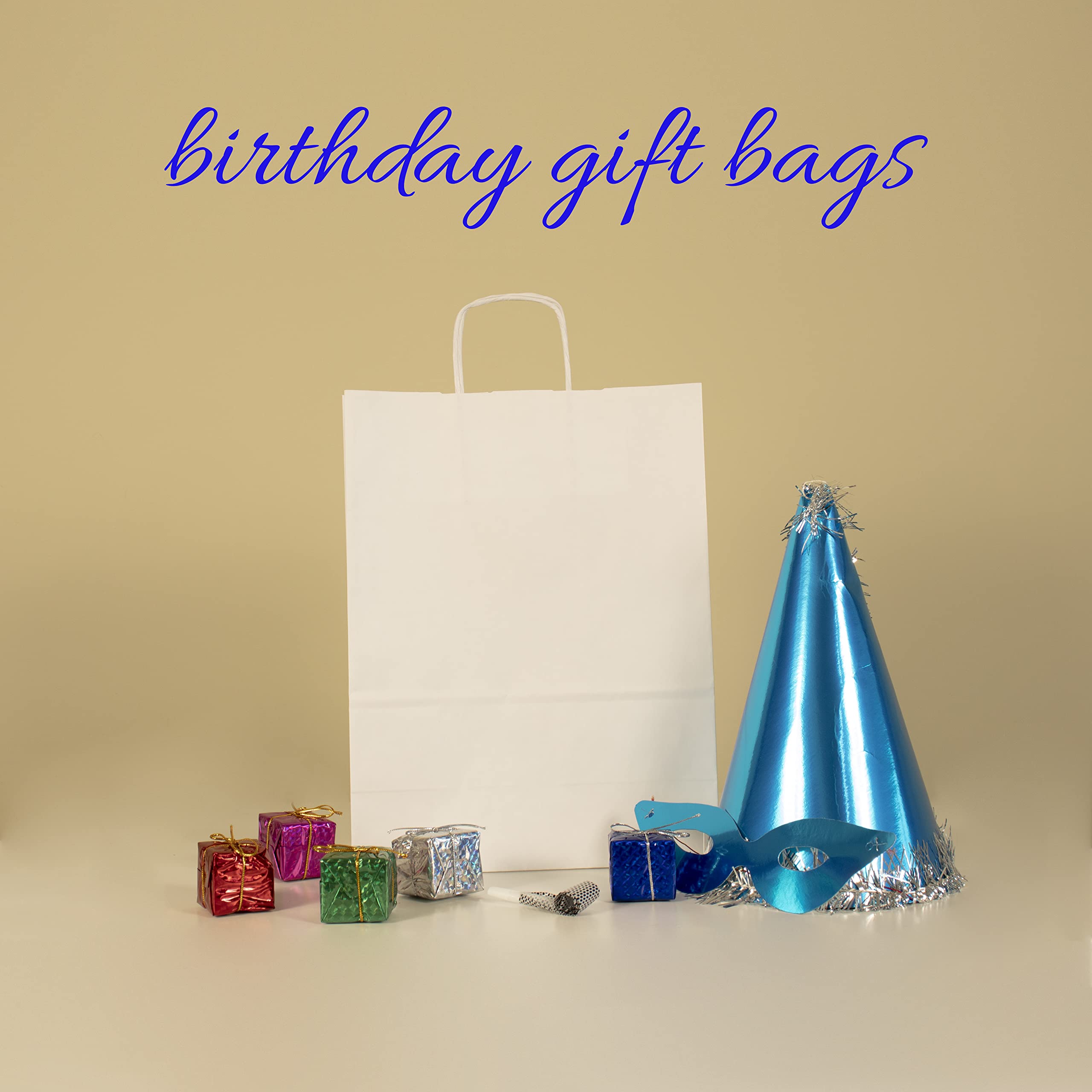 JET PAPER BAGS 13x7x17 Inches (250 Count) - White Kraft Paper Bags with Twisted Handles for Retail, Grocery, Party Favors & Gift Packaging | Eco-Friendly Recyclable Shopping Bags for Takeout, Wedding Favors & Craft Projects