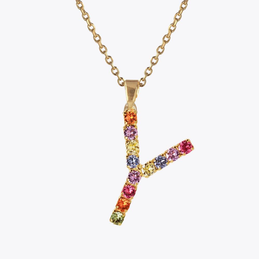 Personalized Letter Y Necklace with Rainbow Charm - Custom Initial Jewelry for Women, Gift for Her - Perfect for Birthdays, Anniversaries & Everyday Wear