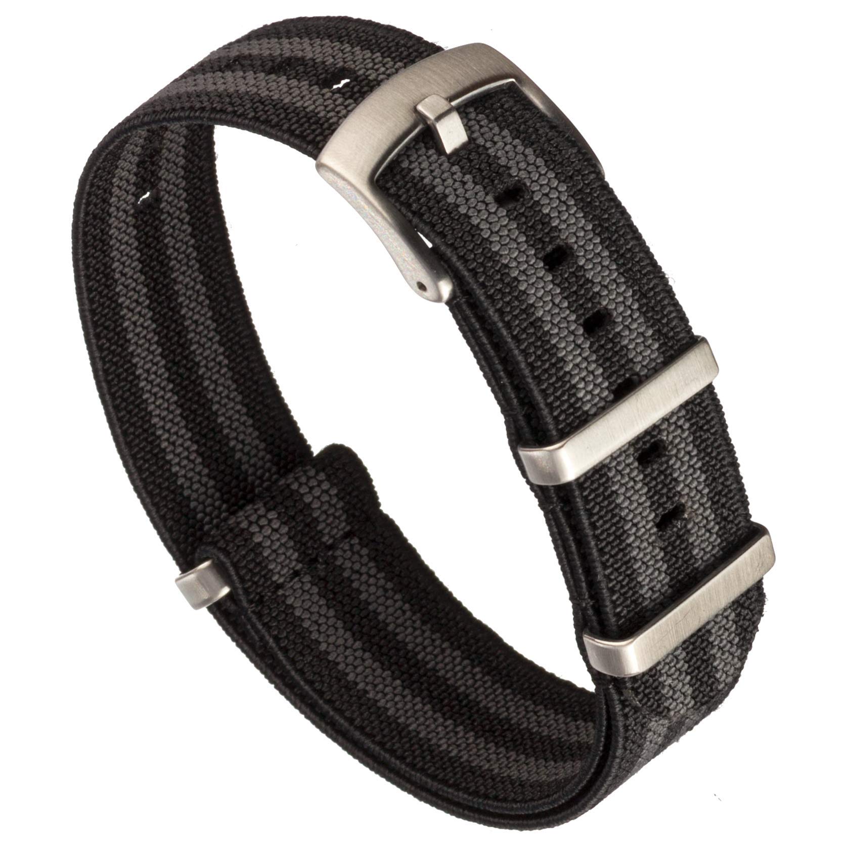 Benchmark Basics Elastic Watch Band - Durable Parachute Nylon Military Style Watch Straps for Men & Women - 20mm or 22mm Width Options - Perfect for Hiking, Running & Outdoor Adventures