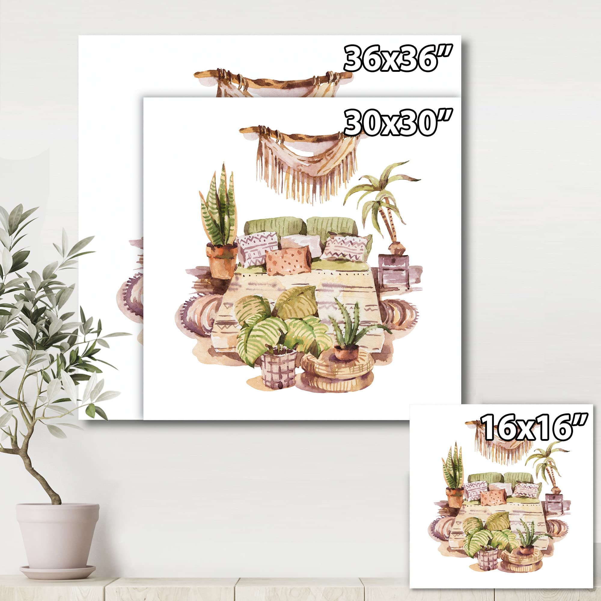Indoor House Plants Urban Jungle IV Traditional Canvas Wall Art - Perfect for Living Room, Bedroom & Office Decor