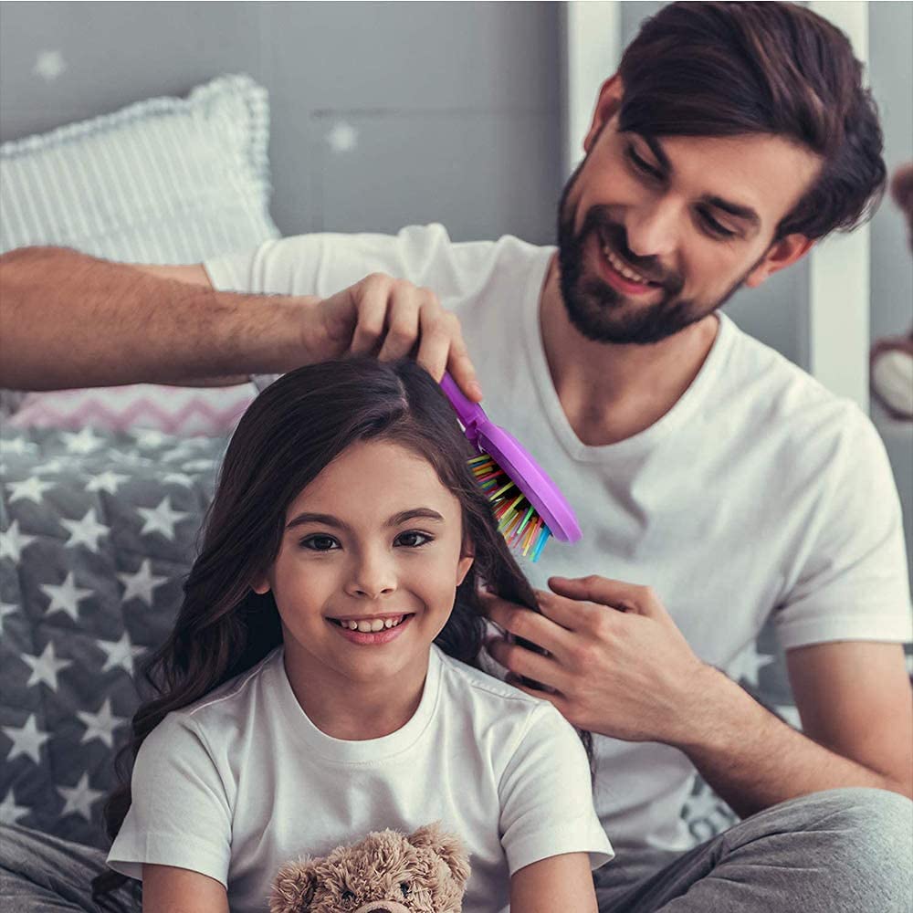 Unicorn Hair Brush Set with Massage Comb & Mirror - Cute Styling Tools for Girls, Perfect Birthday Gift (Pack of 2) - Ideal for Home, Travel & Salon Use