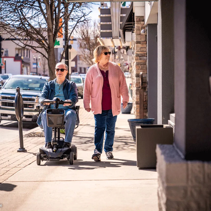 Go Go Elite Traveler 2 Four Wheel Mobility Scooter - Lightweight & Foldable for Seniors & Travel - Perfect for Airports, Shopping Malls & Outdoor Adventures