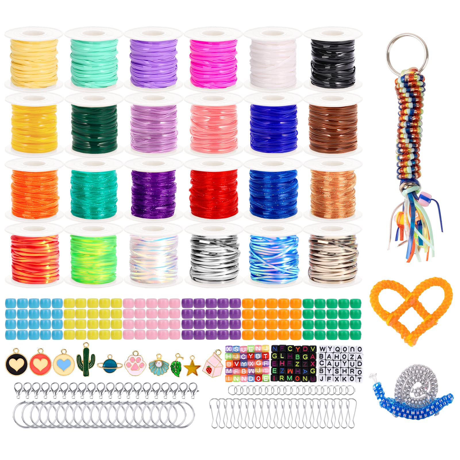 Colorful Plastic Lacing String for DIY Crafts - 24 Rolls, 788 Feet - Perfect for Bracelets, Keychains & Lanyards