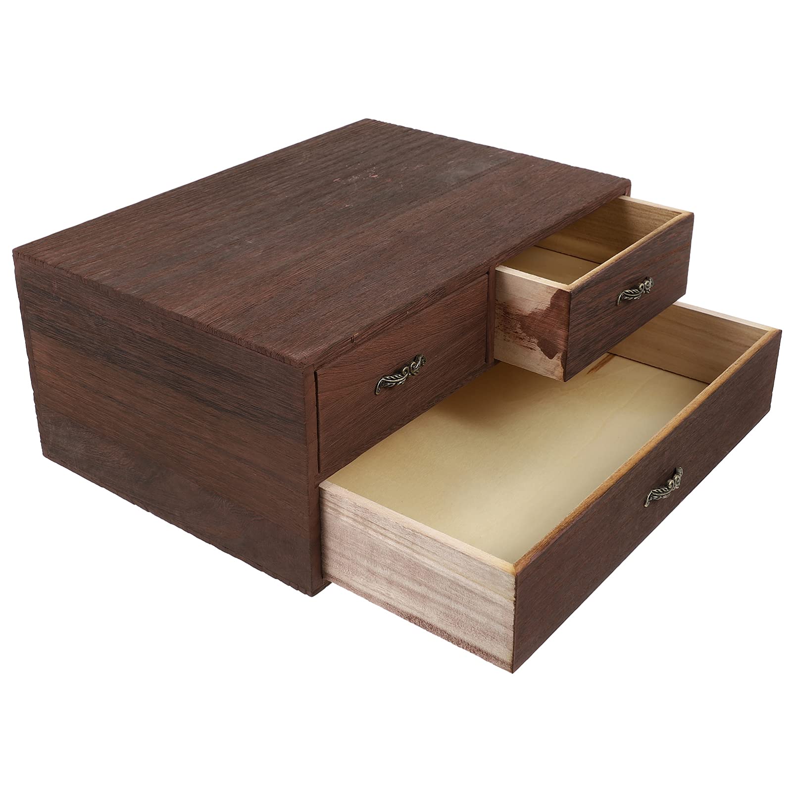 Veemoon Wooden Desktop Organizer with Drawers - High Capacity Storage Cabinet for Office, Desk, Cosmetics, Pens & Phone Stand | Compact Wooden Drawer Box for Home & Workspace Organization