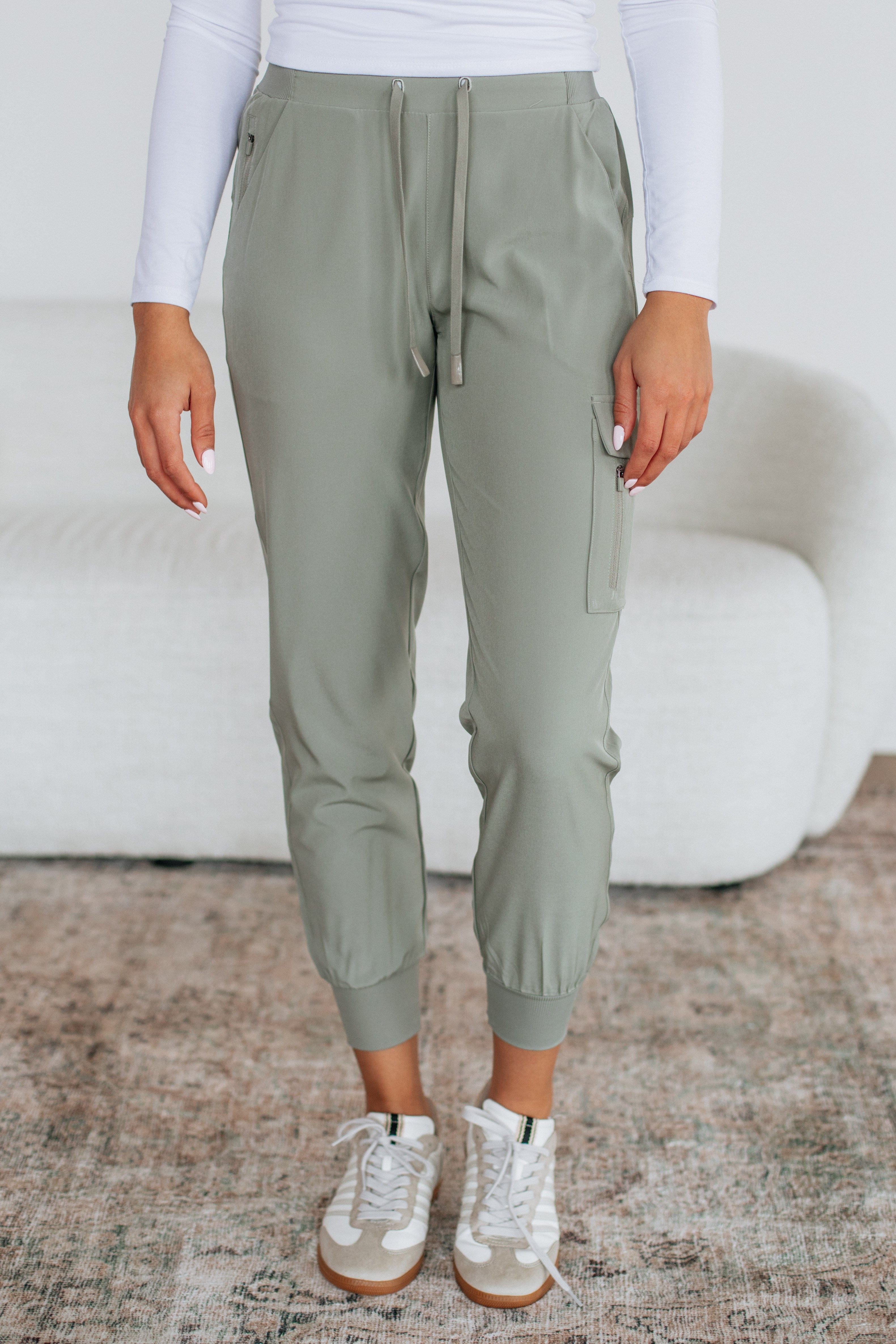 Malena Active Joggers for Women - High Waisted Soft Lounge Pants with Pockets - Sea Salt Color - Perfect for Yoga, Running, Gym Workouts and Casual Wear