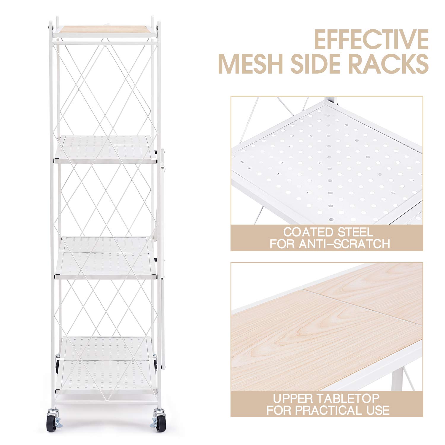 KingRack 4-Tier Heavy Duty Metal Storage Shelves - Foldable Bookshelf & Display Rack for Garage, Kitchen, Office - No Assembly Required | Perfect for Organizing Books, Plants, Kitchen Supplies & Home Storage