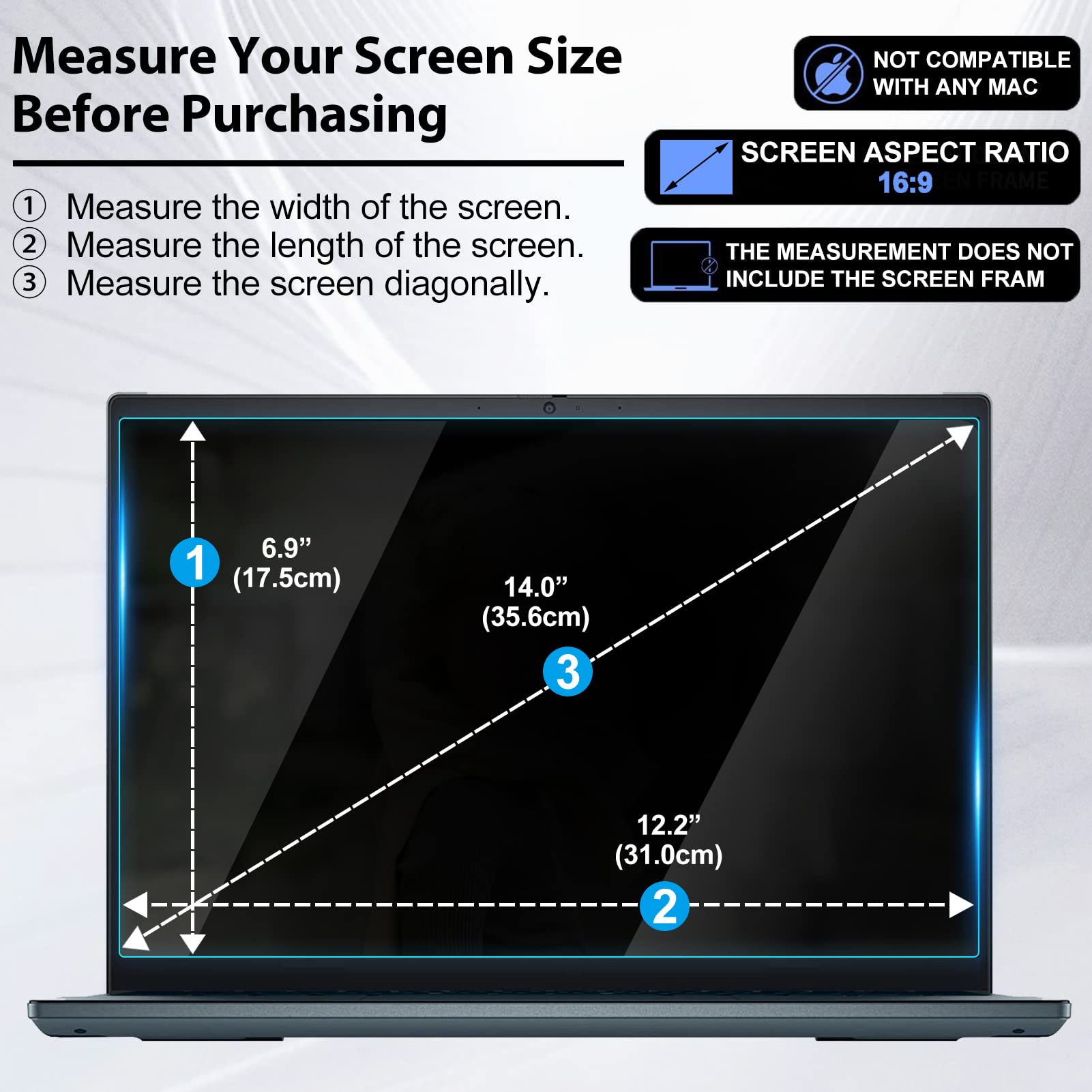 14 Inch Laptop Screen Protector Tempered Glass - Anti-Scratch, Anti-Fingerprint, Bubble-Free for HP, Dell, Acer, ASUS, Samsung, Lenovo, Toshiba 14