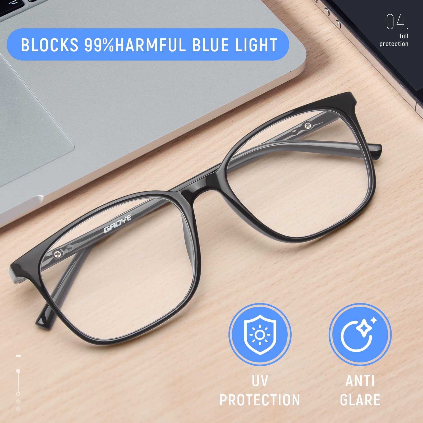 Ultralight Blue Light Blocking Glasses for Women - 99% UV Protection Computer Eyewear - Anti Glare & Eye Strain Relief for Digital Screens - Perfect for Office Work, Gaming & Online Classes