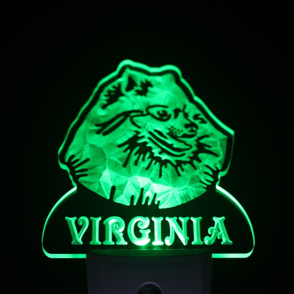 Personalized Pomeranian Dog Night Light with Name - Day/Night Sensor LED Sign for Bedroom, Nursery, or Pet Lover's Gift