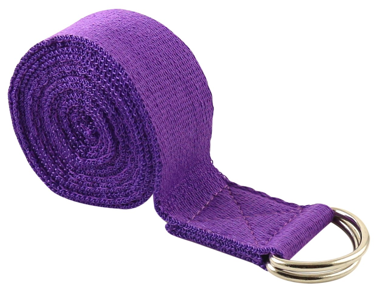 FIT SPIRIT 8 ft Yoga Stretching Strap for Flexibility, Exercise & Pilates - Durable Purple Fitness Band for Home Workouts, Physical Therapy & Gym Training