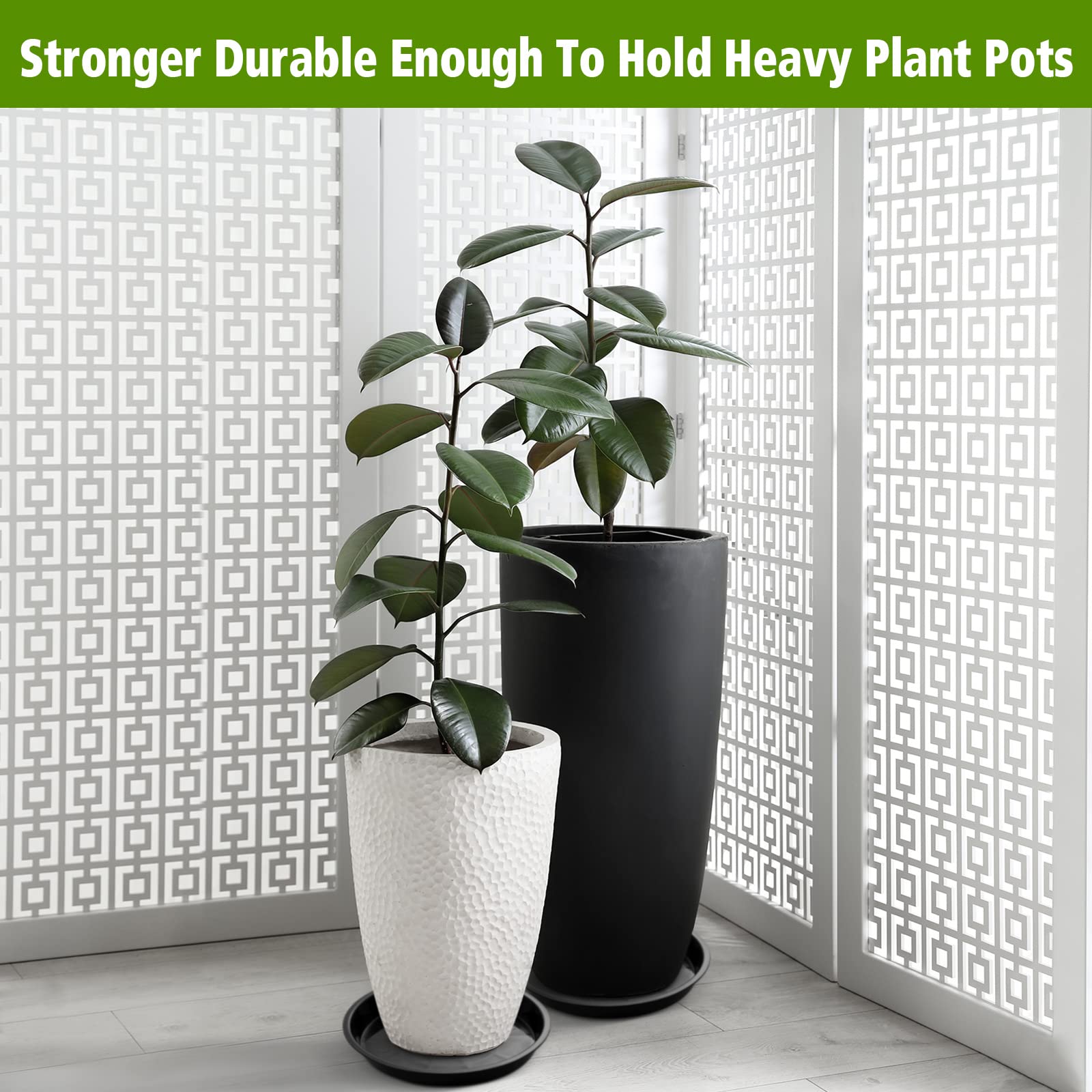 16 Pack 11.8 Inch Heavy Duty Plastic Plant Saucers - Round Drip Trays for Indoor/Outdoor Planters, Garden & Flower Pots - Perfect for Home Decor, Patio & Balcony Gardening (Black)