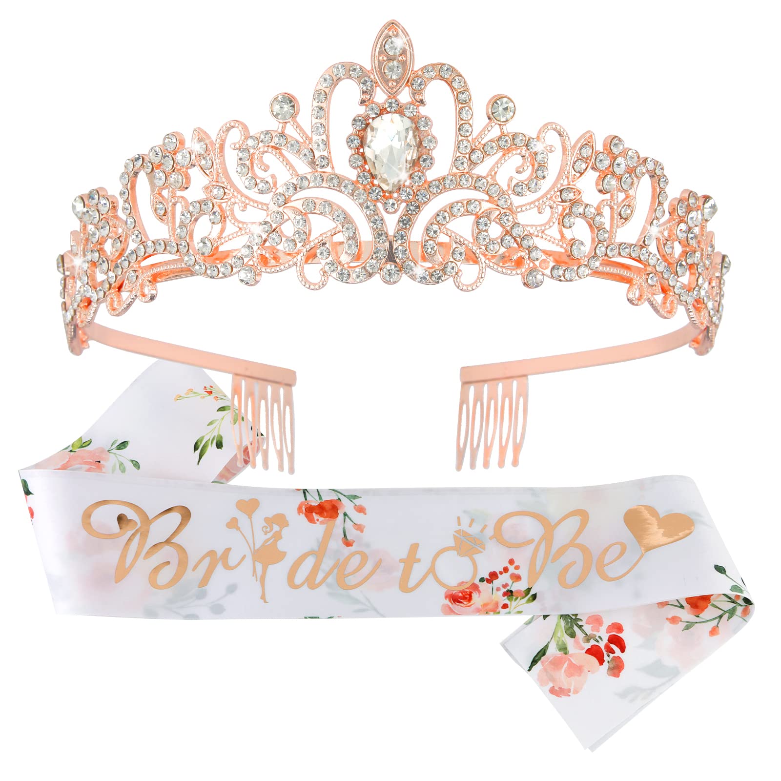 CIEHER Bride To Be Sash & Tiara Set - Bridal Shower Decorations, Bachelorette Party Accessories, Wedding Gift for Bride - Perfect for Bridal Showers, Bachelorette Parties & Wedding Celebrations