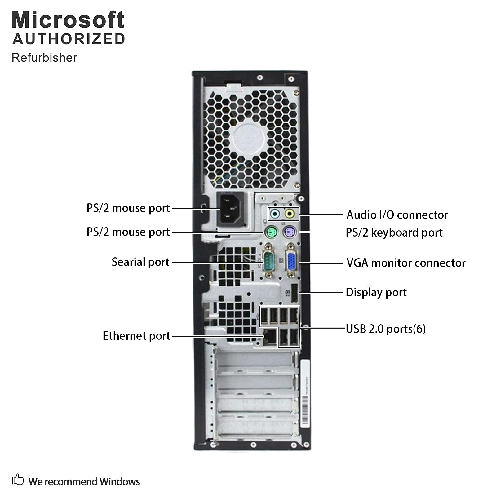 HP Elite Desktop Computer - Intel Core i5 3.2GHz, 8GB RAM, 500GB HDD, WiFi, Windows 10 (Renewed) with 19