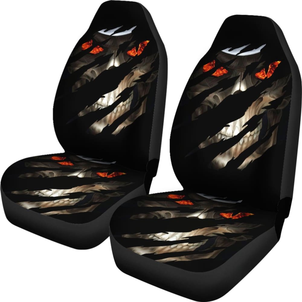 2 Pcs Gothic Skull Car Seat Covers - Universal Fit for Cars, Trucks & SUVs - Black Skull Design for Halloween, Gothic Style & Car Accessories - Perfect for Themed Parties, Car Shows & Custom Vehicle Decor