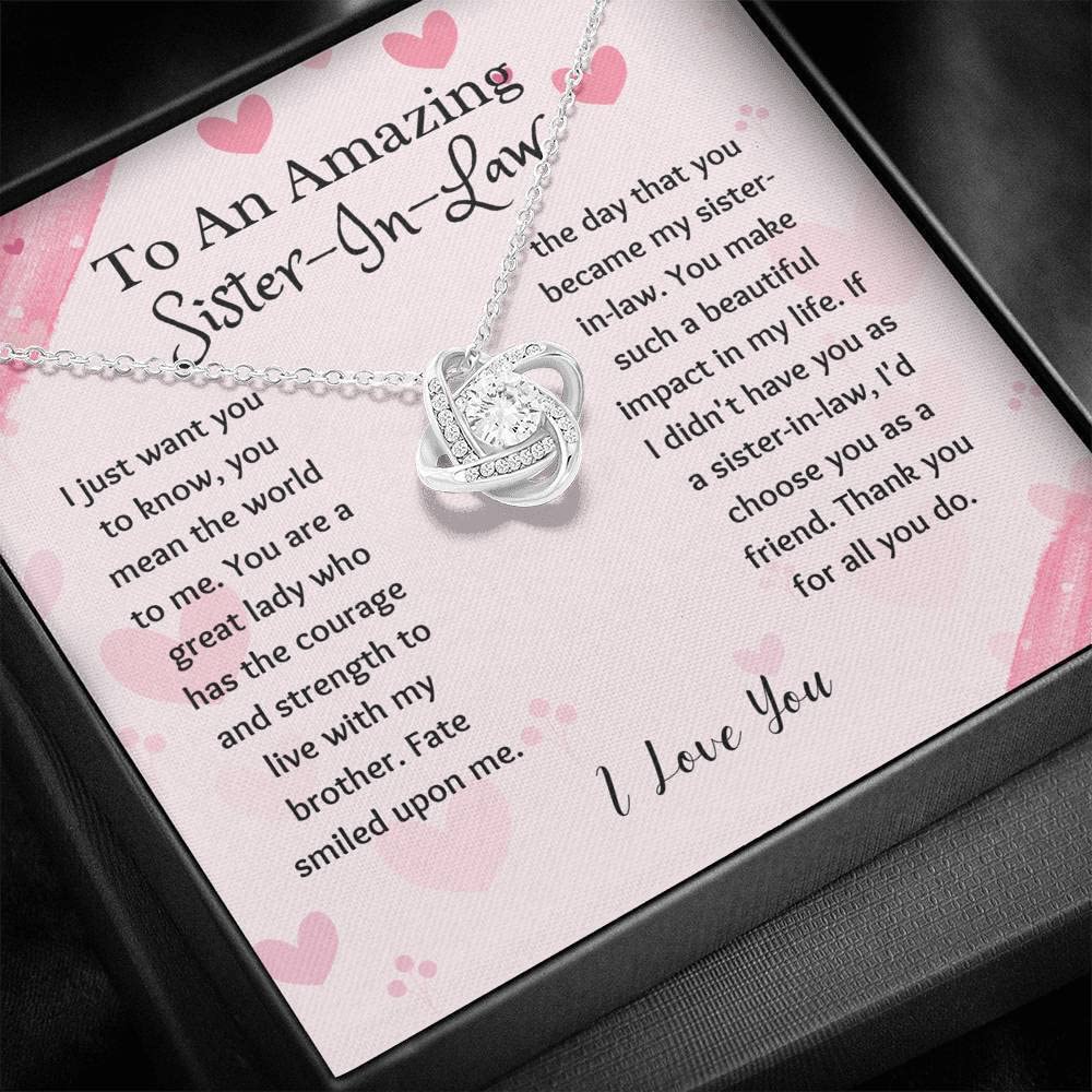 Love Knot Necklace for Sister-in-Law - Personalized Jewelry Gift for Future Sister-in-Law, Bonus Sister, Bride & Wedding - Perfect for Anniversaries, Bridal Showers & Special Occasions