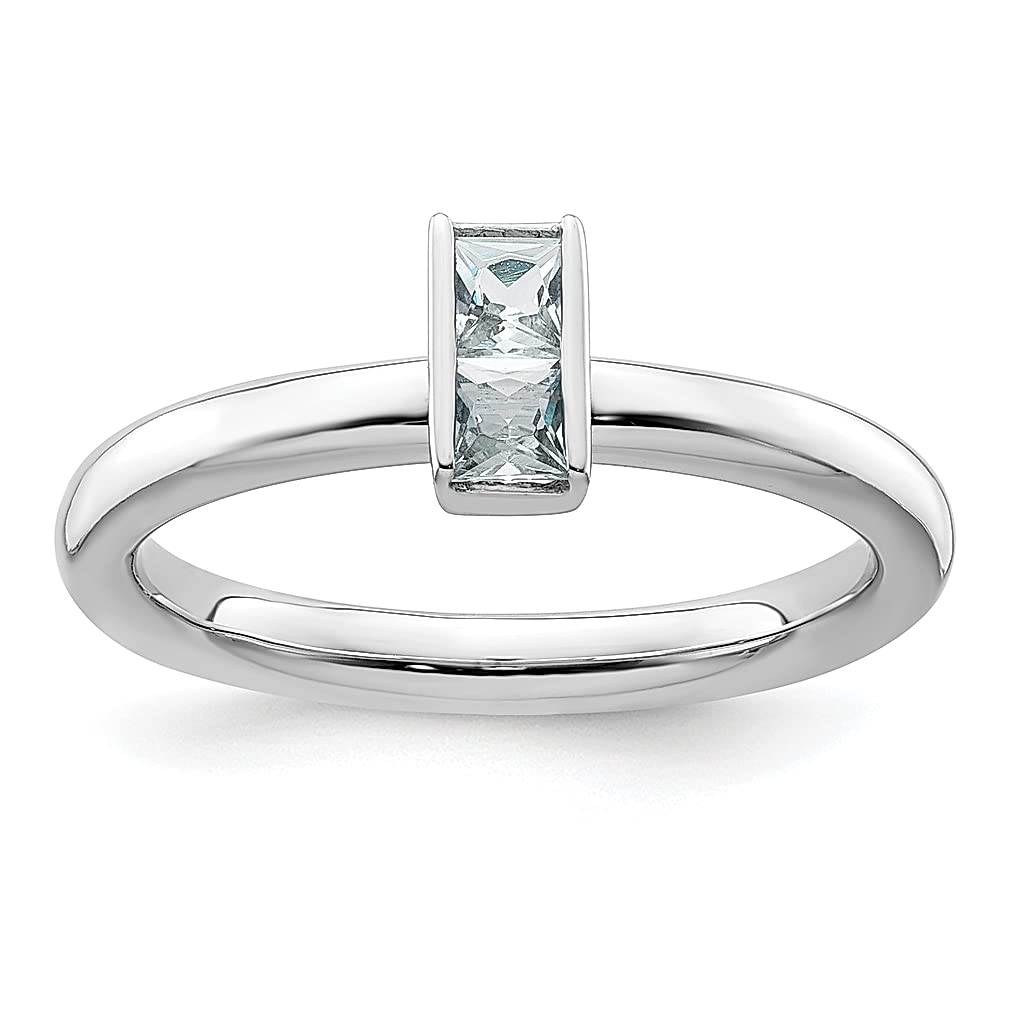 925 Sterling Silver Blue Aquamarine Ring - Stackable March Birthstone Jewelry for Women | Elegant Gift for Her, Perfect for Weddings, Anniversaries & Everyday Wear
