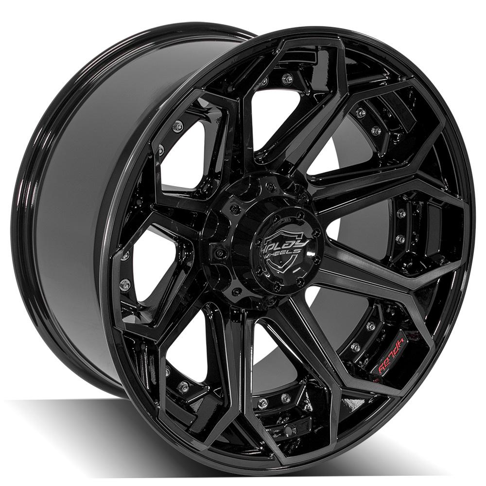 4Play Gen2 4P80R 20x10.0 Gloss Black Wheels with Brushed Face & Tinted Clear - 18