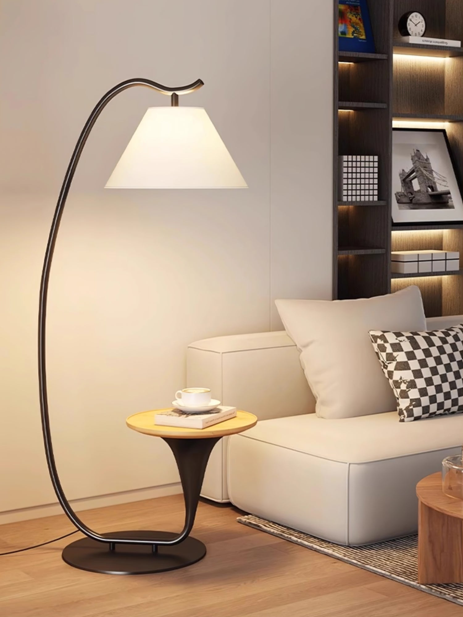 Modern Curvature Floor Lamp - Adjustable LED Standing Light for Living Room, Bedroom & Office - Stylish Home Decor Lighting with Remote Control & Dimmable Brightness - Perfect for Reading, Relaxing & Ambiance