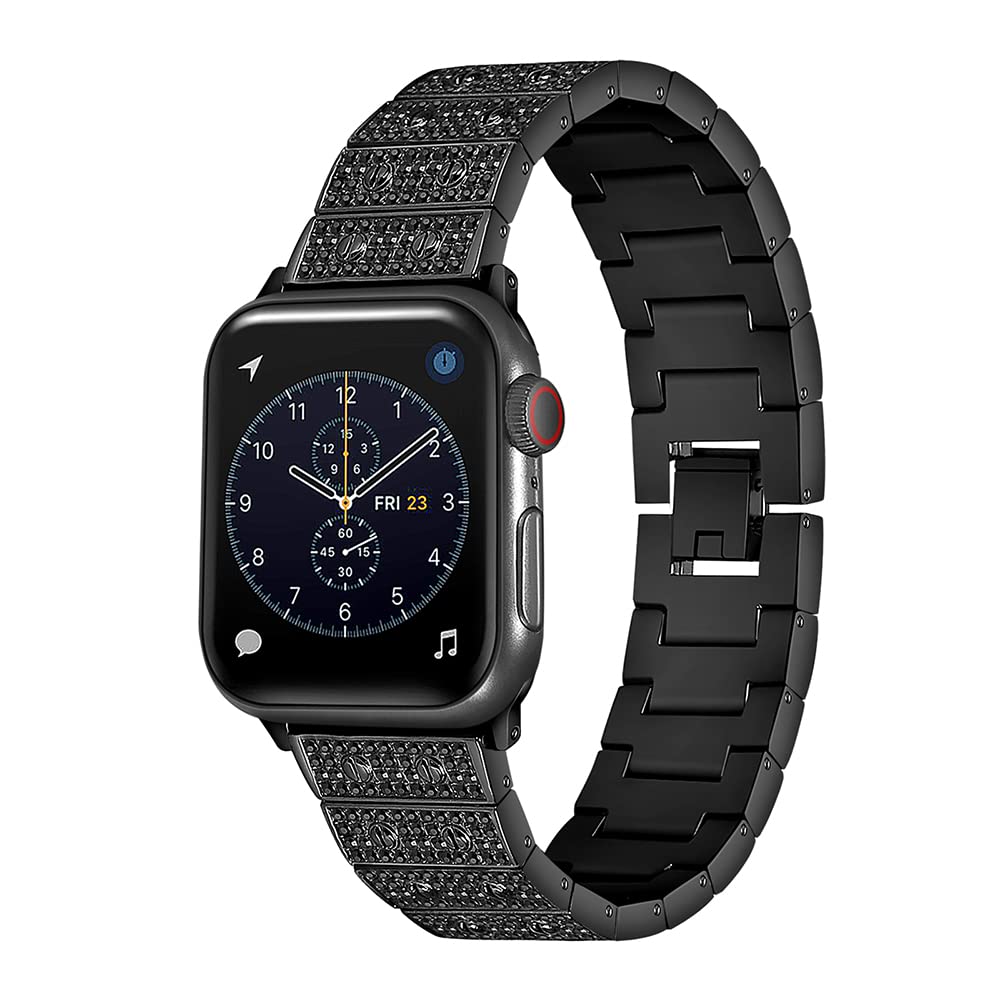 Luxury Bling Diamond Stainless Steel Metal Band for Apple Watch 40mm 41mm/44mm 45mm - Compatible with iWatch Series 7 SE 6 5 - Elegant Jewelry Bracelet Strap for Women - Perfect for Parties, Weddings & Special Occasions