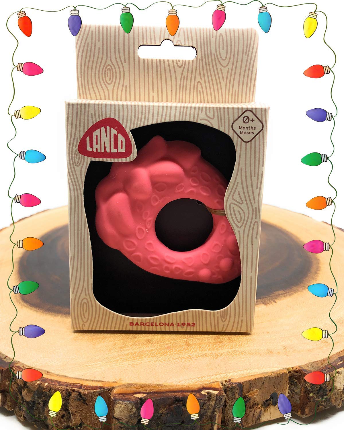 Lanco Toys 90519 Strawberry Teething Ring for Babies - Soothing Relief for Sore Gums, BPA-Free Infant Teether Toy - Perfect for Newborns & Toddlers During Teething, Travel & Playtime