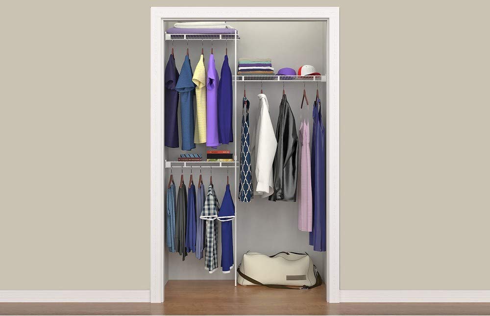 CLOSETMAID White Closet Organizer Kit 5-Foot - Space Saving Wardrobe Storage System for Bedroom, Closet & Home Organization