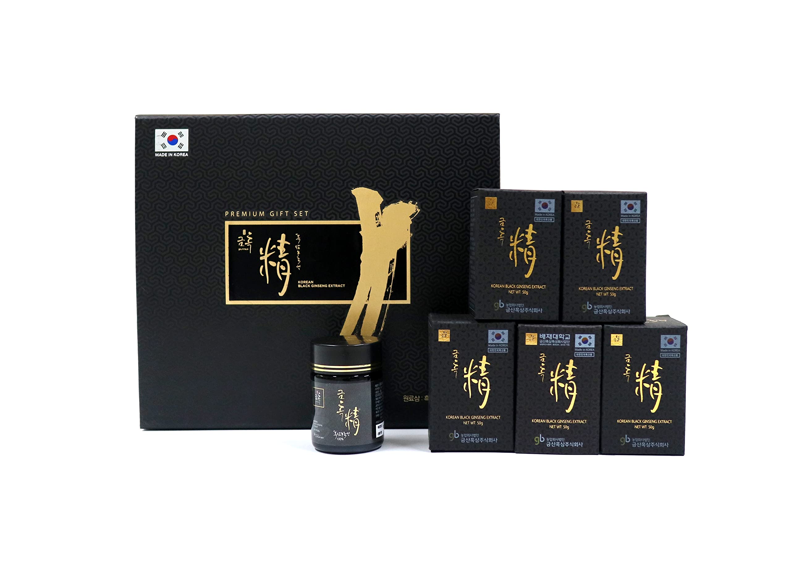 Premium Korean Black Ginseng Extract 250g (50g x 5 Bottles) - 100% Pure Concentrated Black Ginseng for Energy Boost, Immunity Support & Anti-Aging | Perfect for Daily Wellness, Stress Relief & Herbal Supplement Lovers