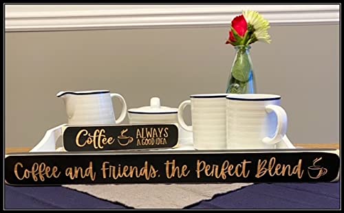FIRESIDE Distressed Black Wooden Engraved Coffee Sign - 8x1.75 Inch Rustic Coffee Bar Decor for Home, Café & Church - Perfect Coffee Station Accessory & Coffee Shop Wall Art